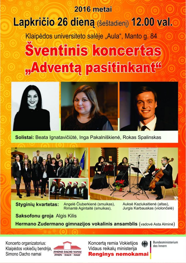 ADVENTINIS KONCERTAS, plakatas mazas
